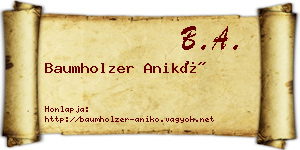 Baumholzer Anikó névjegykártya